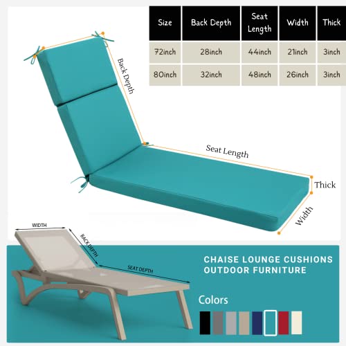 Idee-Home Chaise Lounge Cushions Outdoor Furniture, Patio Cushions Lounge Outside Chair Cushions Weather Resistant Lounge Chair Cushion Outdoor Cushions For Lawn Pool Cushions 72In.l X 21In.w X 3In.d #TOP3