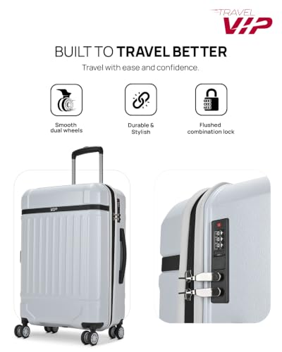 Image of VIP Bastion Large Polycarbonate Hard Case 8-Wheel Trolley Bag, Silver