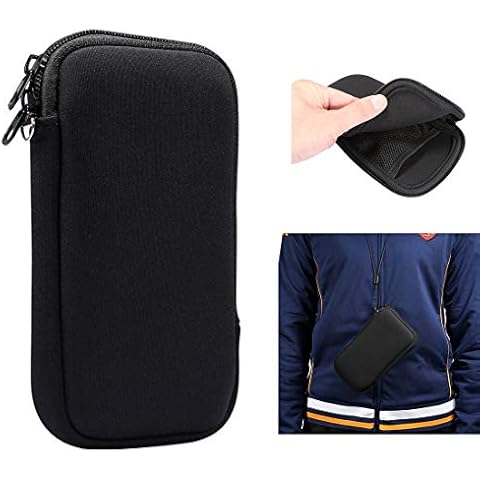 ZORSOME Neoprene Phone Pouch for iPhone 15/14/13/12 Pro Max,6.9 inch Universal Cell Sleeve Mobile Bag with Zipper, Neck Lanyards Straps for Galaxy S24/S23/S22/S21 Ultra, Note 20 Ultra,Black Cover