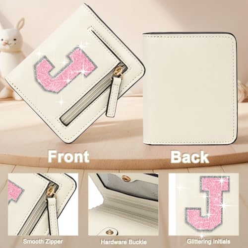 Image of Birthday Gifts for Teen Girl Kids Wallet Girl Wallets Small Initial Rfid Wallet Teen Girls Gift Preppy Stuff for Girls Beige J
