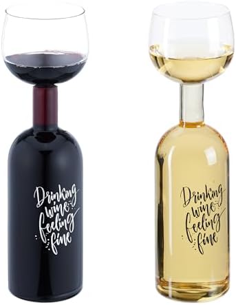 Relaxdays Weinflaschen-Glas – XL Weinglas Für Ganze Flasche, Mit Spruch, 750 Ml