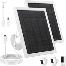 Ring Solar Panel,8W Ring Solar Charger Compatible with Stick Up Camera & Pro, Spotlight Plus & Pro, Stick Up, Spotlight Cam Battery,9.35ft Long Cable with USB-C for Outdoor Cameras White 2 Pack
