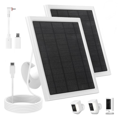 Image of Ring Solar Panel,8W Ring Solar Charger Compatible with Stick Up Camera & Pro, Spotlight Plus & Pro, Stick Up, Spotlight Cam Battery,9.35ft Long Cable with USB-C for Outdoor Cameras (White 2 Pack)