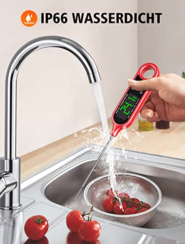 Foto von CIRYCASE Fleischthermometer, Digitales Grillthermometer mit 3S Sofortiges Auslesen & LCD Bildschirm, Bratenthermometer für Küchen/BBQ/Öl/Grill, Unterstützung für Kalibrierung, Automatische Abschaltung