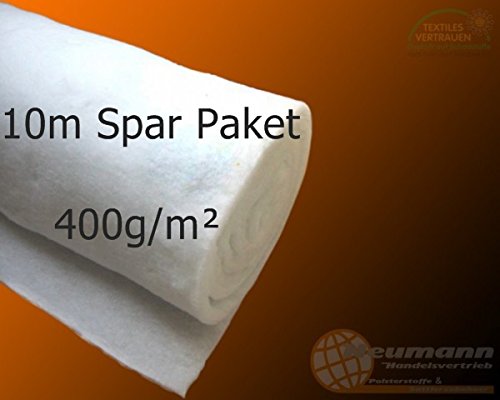 Ouate de rembourrage en non-tissé - 1,6 m de large - Paquet économique de 10 m (400 g/m²)