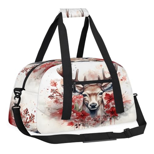 Sports Duffle Bags Travel Duffle Bag Gym Bag Wild Reindeer Elk Weekender Travel Bag Waterproof Overnight Bag Carry On Travel Tote Bag Dance Bags
