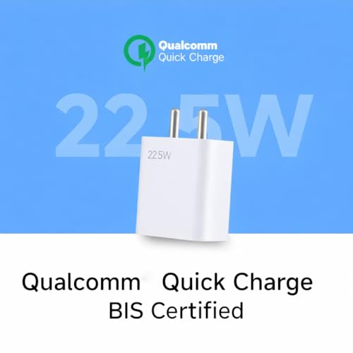 Image of 22.5W Fast Charger with USB-C Cable, Quick Charge 3.0 Power Adapter Compatible with Redmi Note Series, Poco, Mi, Any Type C Devices - with Power Delivery (White) (VN-22.5W j3)