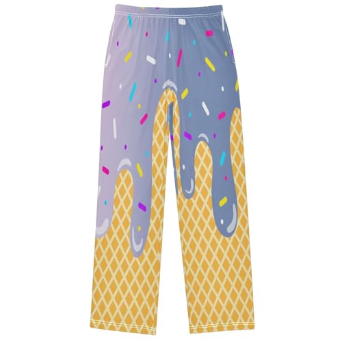 Boy's Pants Purple Blue Ice Cream Jogger Pants Elastic Waist Long Bottoms Trousers with Pockets 6-14 Years