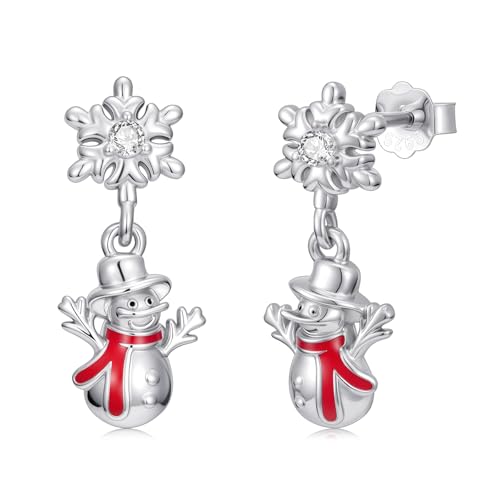 Boucles d'oreilles bonhomme de neige argent 925 cadeau de Noël femme