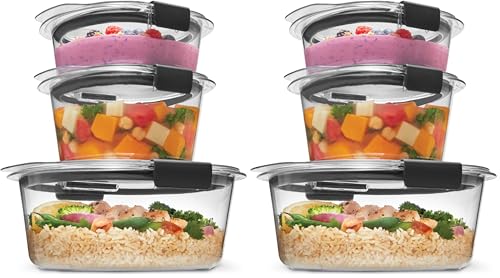 Image of Rubbermaid Brilliance Round Leak Proof Food Storage Containers, 6 Piece Set (Pack of 2)