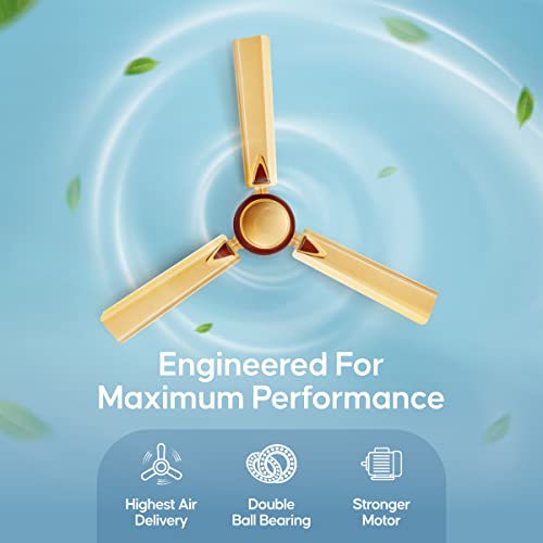 Image of LONGWAY Starlite-1 P1 1200 mm /48 inch Ultra High Speed 3 Blade Anti-Dust Decorative Star Rated Ceiling Fan 2 Years Warranty (Golden Beige, Pack of 1)