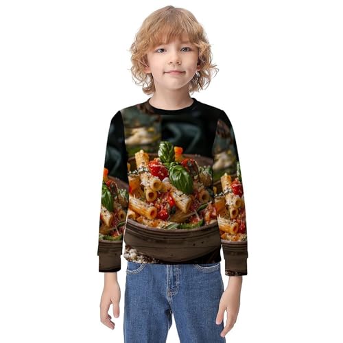 Italian Penne Rigate MacaroniChildren's Casual Pullover Sweatshirt Loose Fit7-9Y