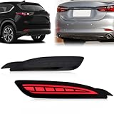 GEEGEETOP Smoked Lens LED Rear Bumper Fog Light Assembly Compatible with Mazda 6 2018-2021 cx5 cx-5 2022 Functions as Rear Fog Lamp Brake Light Bumper Reflector Turn Signal 3-In-1