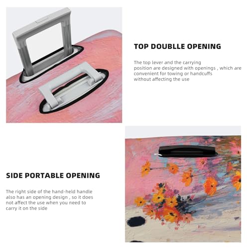 Cute Ghost Holding Flowers Elastic Travel Luggage Covers Dustproof Scratch-Resistant Suitcase Protector Fit 22-24 Inch3