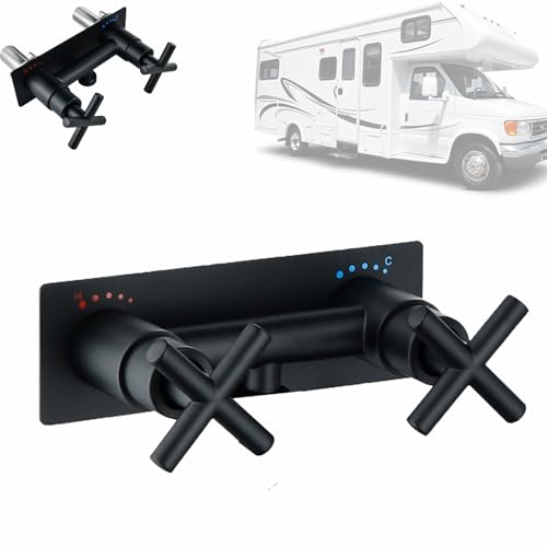 GUOYINDONG All Metal RV Shower Faucet Valve, 4" Camper Shower Faucet Valve Diverter, Replacement for RV Camper Indoor and Outdoor Shower Faucets, Matte Black