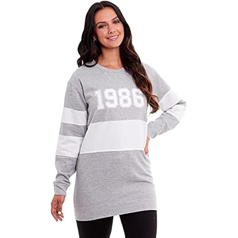 Habigail Womens Sweatshirt Oversized Long Sleeve Slouchy Loungewear Tunic Casual Jumper Pullover Tops (Grey Marl, XL) Cover
