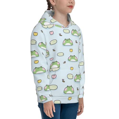 Cute Frog Stay on Leaf Kids Pullover Hoodies Boys Sweatshirts Girls Athletic Clothes with Pocket3