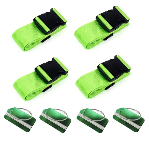 Image of BoAn 8 Pack Luggage Straps and Tags Set, for TSA Approved, 4 Adjustable Suitcase Belt and 4 Luggage Tags with Name ID Card,Travel Accessories Green
