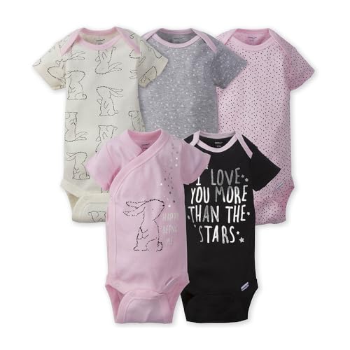 Image of Gerber Unisex Baby 5-Pack Short Sleeve Variety Onesies Bodysuits