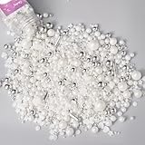 White Wedding Sprinkles for Cake Decorating 4.23ounce - Sugar Mix Contains White & Silver Pearl Sprinkles for Cupcake Toppers, Ice Cream, Candy, Cookie Decorations - Wedding Party Supplies