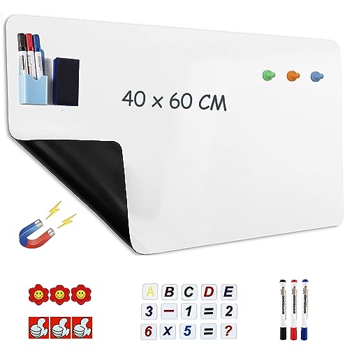 Pizarra Blanca Autoadhesiva,Pizarra Magnética Borrable Extraíble,Para Escuelas Oficinas Casas Lámina Magnética Para Pizarra Blanca Pegatina Rollo (40 × 60 cm)