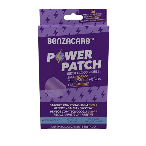 BENZACARE POWER PATCH Parches para granos, Invisible, Ligero y Fino, Reduce Visiblemente las Imperfecciones, Granos y Espinillas, Resultados Visibles en 4 Horas, 36 unidades
