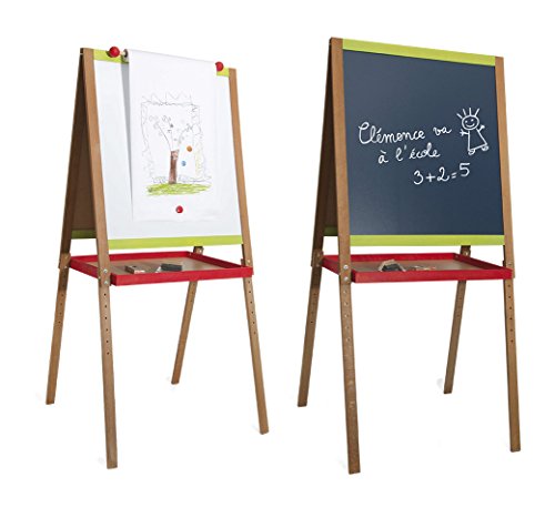 Jeujura - 8747-Tableau en Bois-Grand Tableau Creatif en Bois avec Fonction dessin, Blanche