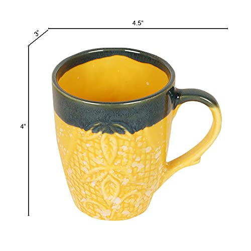 Image of AAKRITI ART CREATIONS Bumblebee Tea Cups Set of 4 | Ceramic Cup Set | Multipurpose Utility Cups | Modern Art Ceramic Cups, Kitchen Essentials | Glossy Finish, Black-Yellow Tea Cup Set