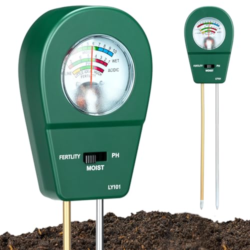 Tolesum Testeur de Sol 3 en 1 PH-Mètre, Humidimètre et Fertilité, Appareil d'Analyse Numérique Précis pour Plantes, Pelouse & Jardin - Capteur et Testeur...