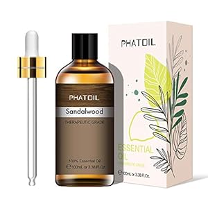 PHATOIL Aceites Esenciale de Sándalo 100 ml, 100% Naturales Puros, Aceite Esencial de Aromaterapia de Grado Terapéutico…