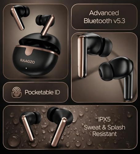 Image of Wireless Bluetooth in Ear Earbuds|4 Mic Setup ANC & ENC for Calls|50 Hours Total Playtime with Fast Charging and Ultra Low Latency Gaming TWS, Google Fast Pair with mic (Chrome Black)