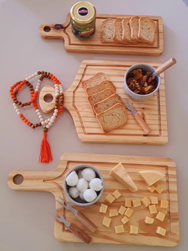 Kit de Tábuas De Madeira Para Queijos Frios Hambúrguer Churrasco Cozinha