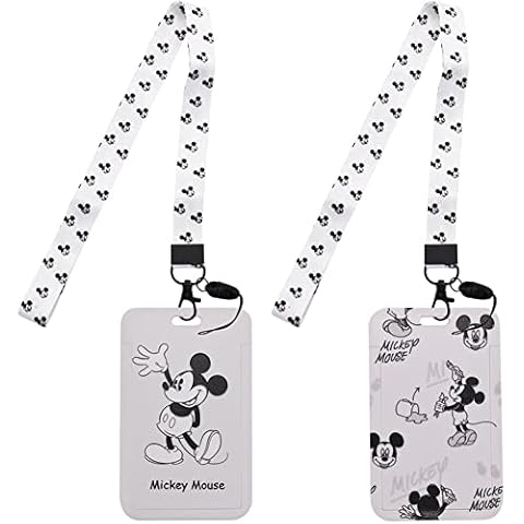 Mickey Lanyard, Hilloly 2 Pcs Mickey Lanyard Card Holder,Minnie Lanyard,Lanyard with Card Holder,Anime Lanyard with Card Holders,Anime Lanyard Keychain,Cartoon Lanyard Keychain,Lanyard with Badge Cover