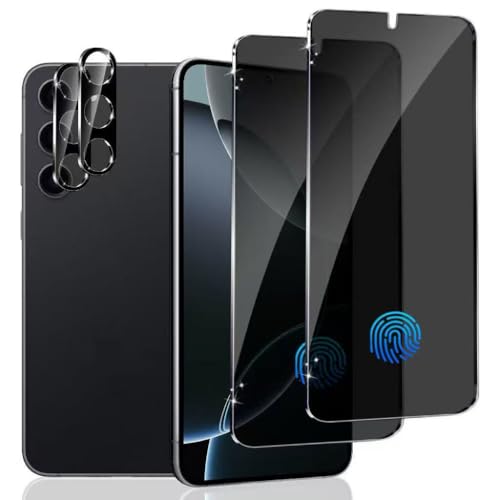 2 Pack For Galaxy S23 Plus Privacy Screen Protector With 2 Pack Camera Lens Protector Anti Spy Private Tempered Glass Film 9H Hardness Anti Fingerprint Scratch Resistant Bubble Free Easy To Install