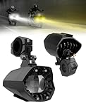 SUPAREE Motorcycle Headlight LED 12V Motorcycle Spotlights LED Motorcycle Auxiliary LED Lights con Bracket Universal 7800LM 6500K IP68 for Motorbike ATV SUV Truck 2Pcs (（E-mark） Yellow & Cool White)