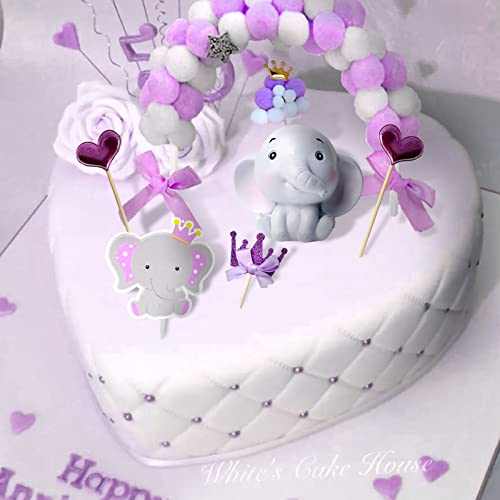 54 Pieces Elephant Cake Topper Purple Baby Elephant Baby Shower Decorations For Girl Elephant Baby Shower Decorations For Boy Elephant Theme Party Decorations Elephant Cupcake Toppers For Baby Shower… #TOP2