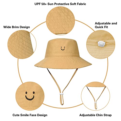 MaxNova Toddler Sun Hat Smile Face UPF 50+ Baby Bucket Hat for Boys Girls 0-5 Years4