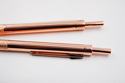 Jason Yuen 2Pcs Pack 4 In 1 Multi-Function Pen 4 Colors Pen With 0.5Mm Mechanical Pencil And Black/Red/Blue Ballpoint Pen In Gift Package (2Pcs Pack, Rose Gold) #TOP2