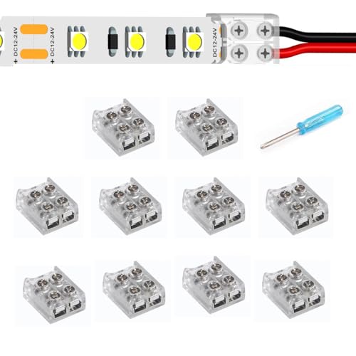 YUTOKEER Daiwu 10-delige LED-connector voor ledstrips, 2-polig (10 mm kabel naar strip)