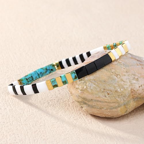 Image of KELITCH Women Pearl Beaded Bracelet Tila Stretch Bracelets Candy Colors Friendship New Jewelry