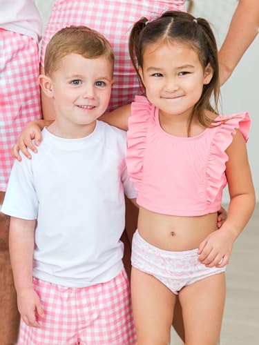 Image of RuffleButts Girls UPF50+ Sun Protection One Shoulder Ruffle Tankini Two Piece Swimsuit