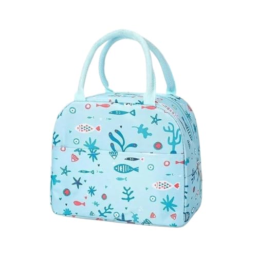 HNULGVI bolsa de mano con aislamiento Bolsa térmica for almuerzo con diseño funcional, portátil, de lona aislante, ideal for picnics y comidas(Light blue)
