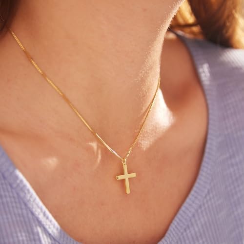 Easter Basket Stuffer Cross Necklace for Women Girls, Dainty 14K Gold Silver Plated Cross Choker Jewelry Non Tarnish Waterproof Cute Simple Small Necklace Christian Baptism Religious Faith Jewelry Gifts - Image 4