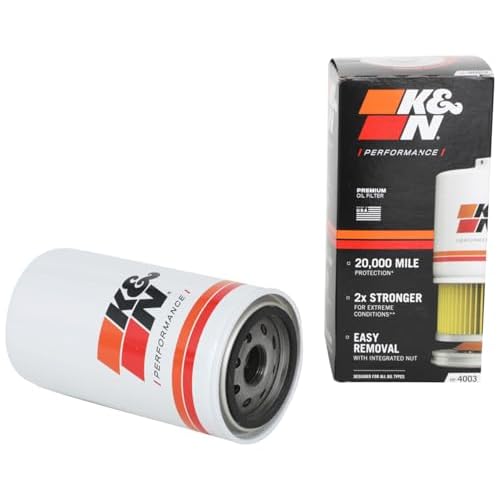 K&N Oil Filter: 20,000 Mile Engine Protection with Wrench Off Nut, HP-4003…