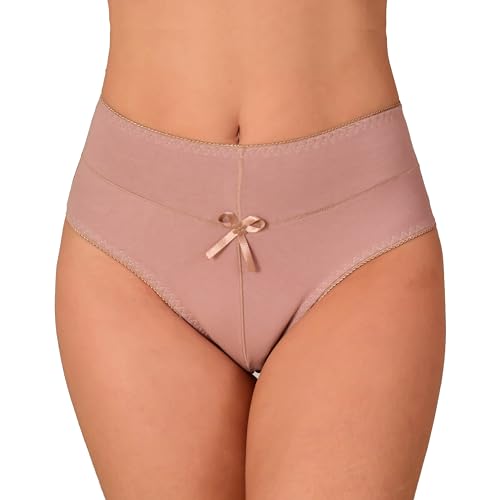 Kit 10 Calcinhas Cós Alto Duplo Lingerie Feminina de Algodão Cotton Macio Segura Barriga cores lisas