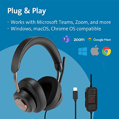 Image of Kensington Noise Cancelling H2000 USB-C Over-Ear Headset (K83451WW)