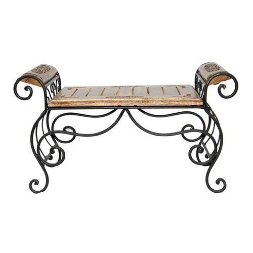 Unique Handicraft Solid Wood & Wrought Iron Side Table