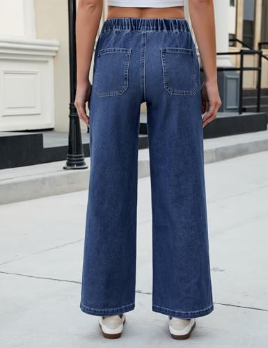 luvamia Wide Leg Jeans Woman High Waisted Trendy Pull On Elastic Waist Drawstring Stretchy Denim Jean Pants with Pockets2