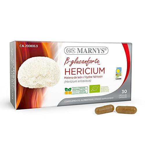 Marnys Hericium BIO - Melena de León cápsulas Con elevada concentración - Bienestar Mental, Gástrico y de las Defensas - 30 cápsulas vegetales