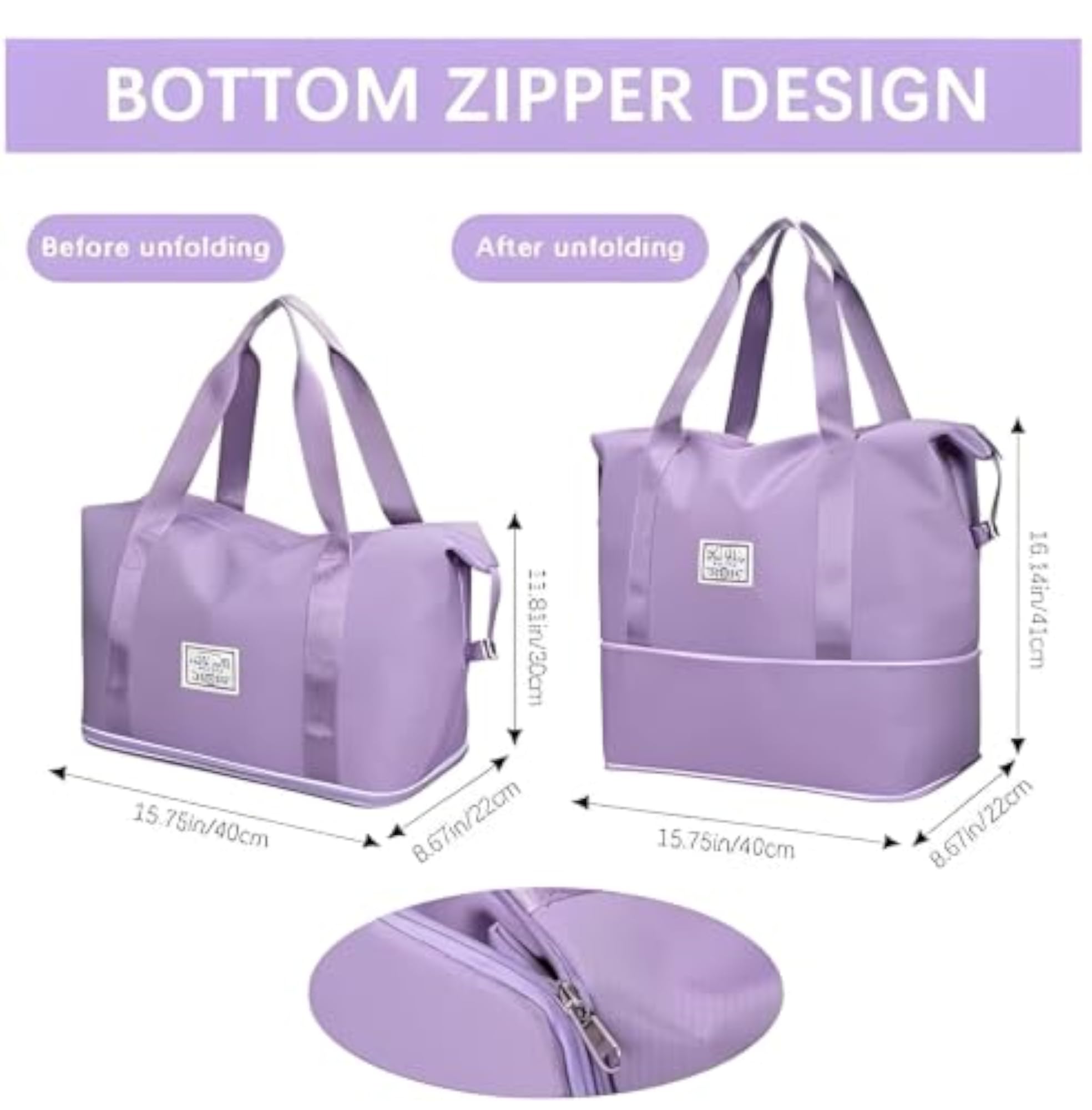Women's Lightweight Nylon Travel Duffel Bag, Waterproof